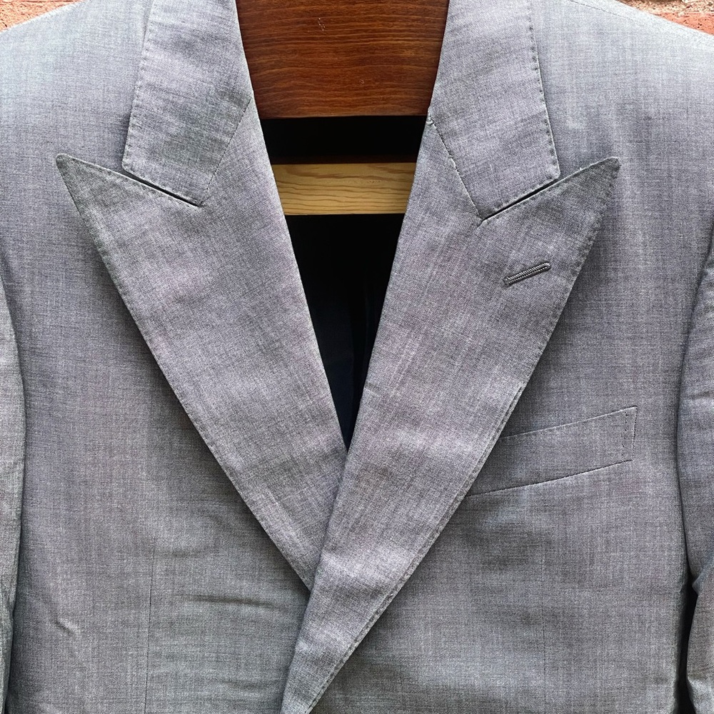 YSL Rive Gauche Sportcoat 44 Tom Ford Era Slubby Silk Blend Peak Lapel Jacket